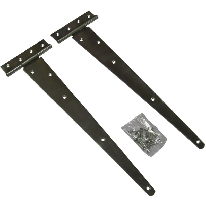 Heavy Duty T Hinges Stainless Steel 12" (Gate Door Shed Barn Cabinet T-Strap Pair)