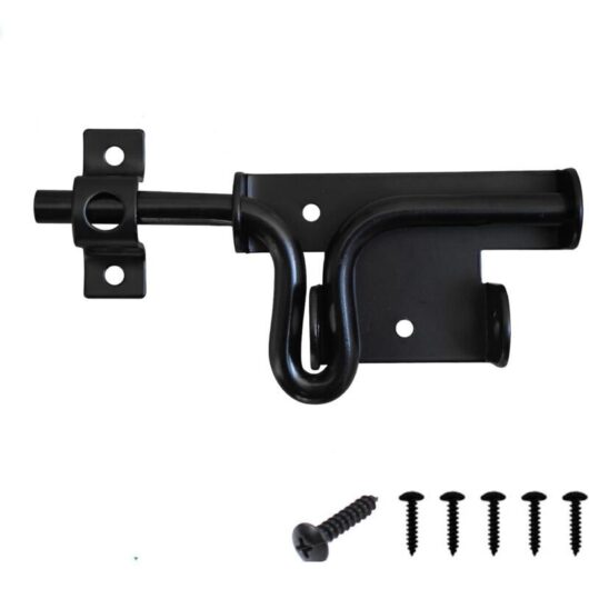 Heavy-duty gate latch with handle - Sliding lock for wooden gates, double-sided switch with padlock - 6 inches, outdoor door latch for garden shed,