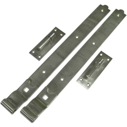 Hook and Band Gate Hinges Stainless Steel 24" (Cranked Door Shed Pair)