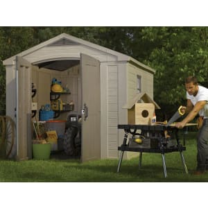 Keter Factor Brown Double Door Outdoor Apex Garden Storage Shed - 8 x 11ft