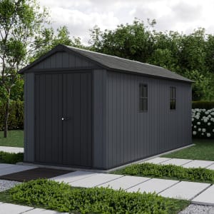 Keter Newton Plus Apex Outdoor Storage Shed Grey - 7.5 x 17ft