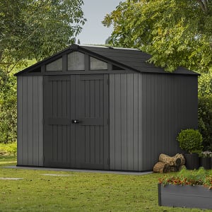 Keter Stronghold Apex Outdoor Garden Storage Shed Grey - 10 x 11.5ft