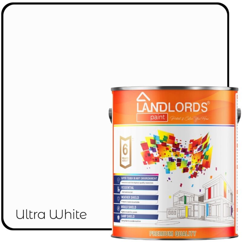 Landlords Paint - Shed & Fence Paint - Best Durable Outdoor Wood Protection - Ultra White - 10L (Pack of 2 x 5L)