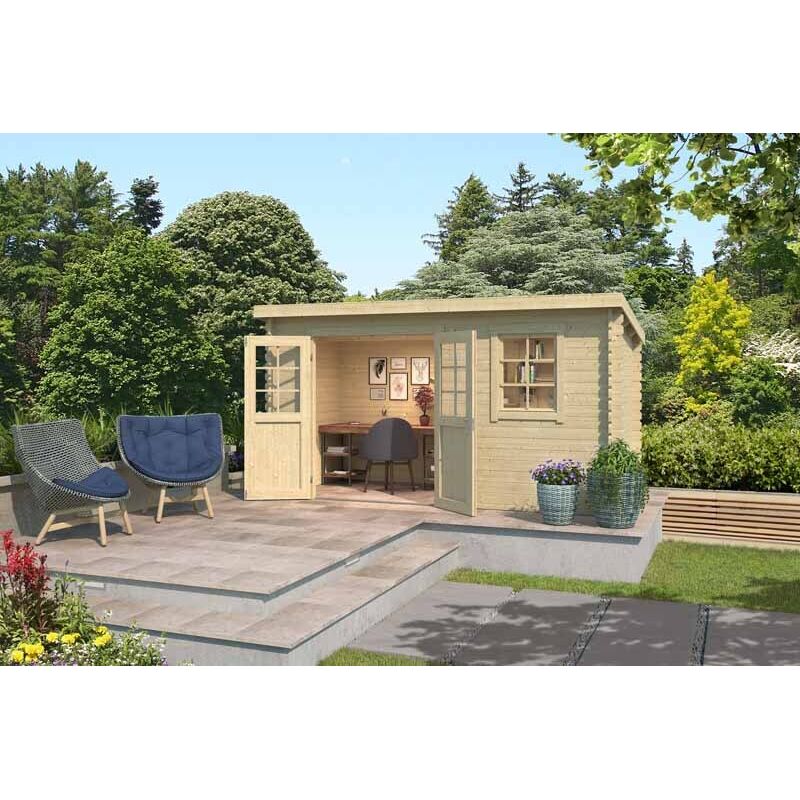 Lasita Maja - Amira 175-Log Cabin, Wooden Garden Room, Timber Summerhouse, Home Office - L400 x W231.1 x H210.9 cm