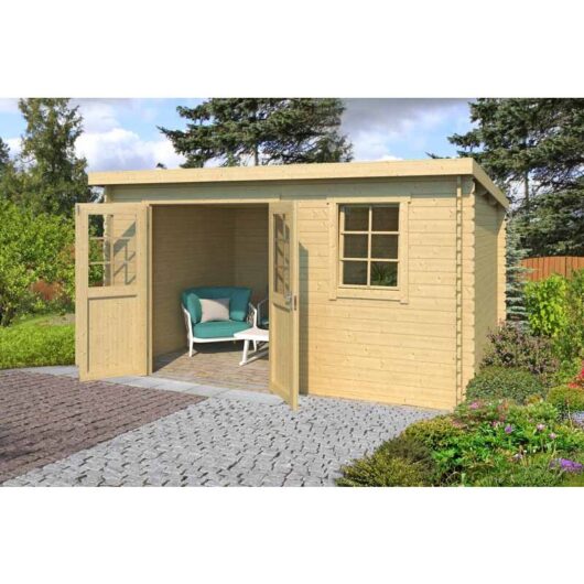 Lasita Maja - Amira 230-Log Cabin, Wooden Garden Room, Timber Summerhouse, Home Office - L400 x W268.7 x H210.9 cm