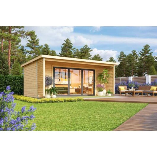 Lasita Maja - Liverpool 3-Log Cabin, Wooden Garden Room, Timber Summerhouse, Home Office - L580 x W430 x H239.4 cm