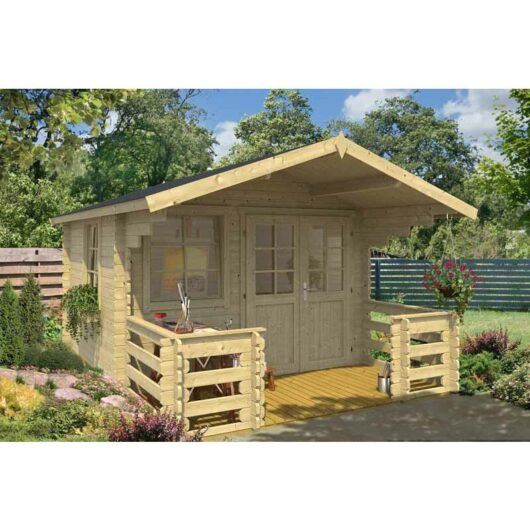 Lasita Maja - Lola 2-Log Cabin, Wooden Garden Room, Timber Summerhouse, Home Office - L340.4 x W470 x H245.1 cm