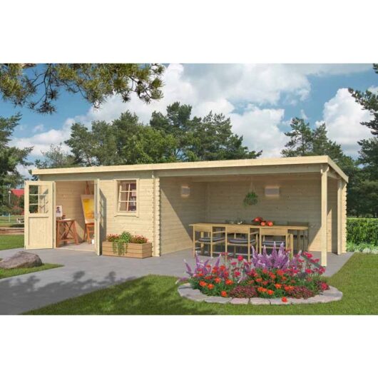 Lasita Maja - Reno-Log Cabin, Wooden Garden Room, Timber Summerhouse, Home Office - L780 x W313.9 x H210.9 cm
