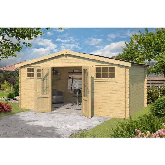 Lasita Maja - Washington-Log Cabin, Wooden Garden Room, Timber Summerhouse, Home Office - L518.6 x W396 x H245.1 cm
