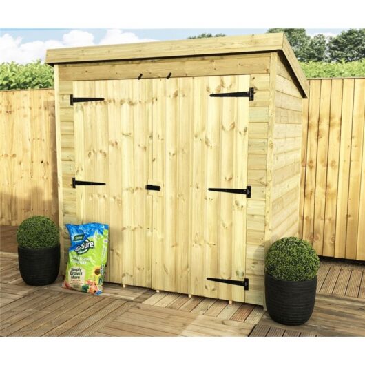 Marlborough - installed 6 x 6 windowless Garden Shed Pressure Treated t&g pent Shed + Double Doors (6' x 6' / 6ft x 6ft) (6x6)