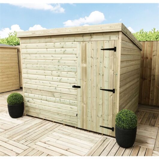 Marlborough - installed 7 x 3 windowless Garden Shed Pressure Treated t&g pent Shed + Single Door (7' x 3' / 7ft x 3ft) (7x3)