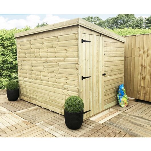 Marlborough - installed 7 x 5 windowless Garden Shed Pressure Treated t&g pent Shed + Side Door (7' x 5' / 7ft x 5ft) (7x5)