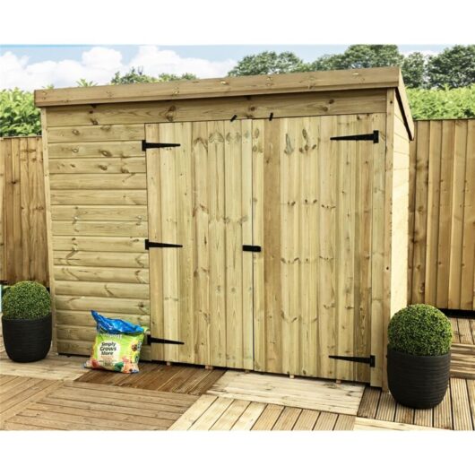 Marlborough - installed 8 x 5 windowless Garden Shed Pressure Treated t&g pent Shed + Double Doors (8' x 5' / 8ft x 5ft) (8x5)
