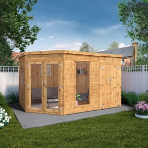 Mercia 8 x 12ft Premium Corner Summerhouse with Side Shed with Assembly