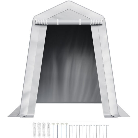 Mophorn Outdoor Storage Shed, 6 x 6 ft Portable Tent with Roll-up Door & Vents, Waterproof Canopy Shelter, Durable Frame, Patio Garage for