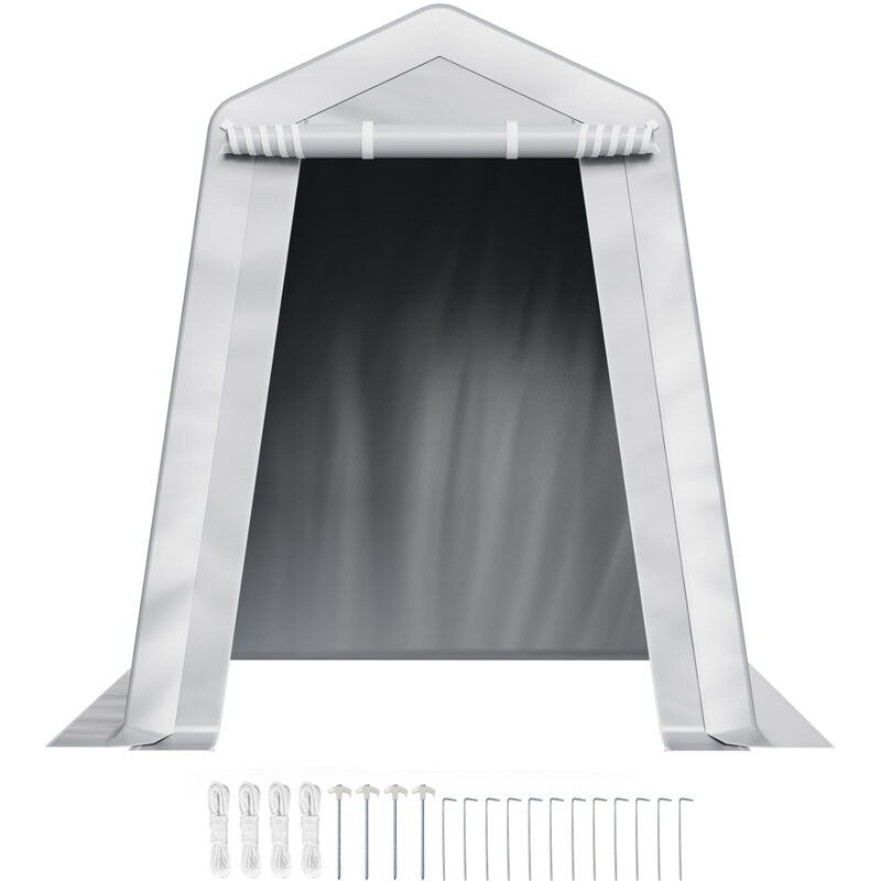 Mophorn Outdoor Storage Shed, 6 x 6 ft Portable Tent with Roll-up Door & Vents, Waterproof Canopy Shelter, Durable Frame, Patio Garage for