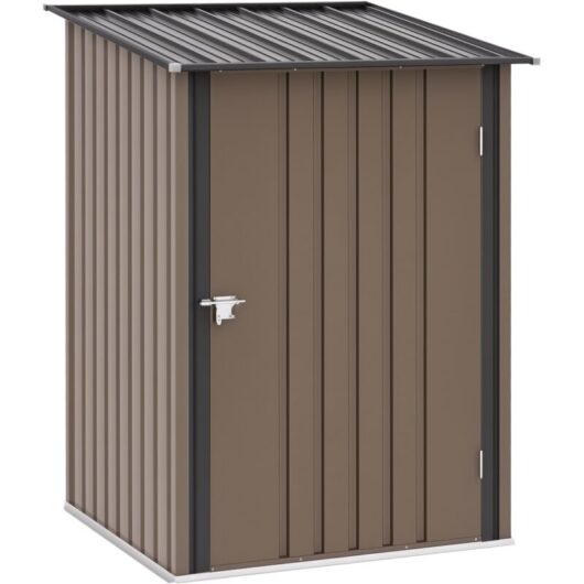 Outsunny - 3.3ft x 3.4ft Outdoor Storage Shed Steel Garden Shed w/ Lockable Door