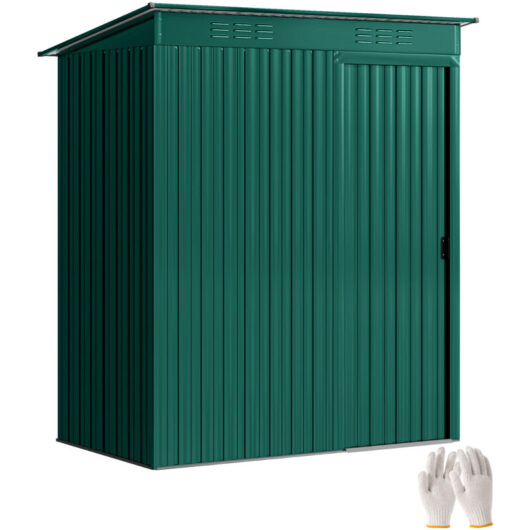 Outsunny 5 x 3.5ft Metal Garden Shed with Effortless Assembly, Green