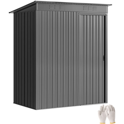Outsunny 5 x 3.5ft Metal Garden Shed with Effortless Assembly, Light Grey