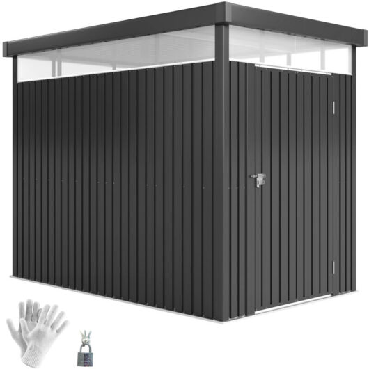 Outsunny 5.3 x 8.5ft Galvanised Steel Garden Shed with Roof Windows