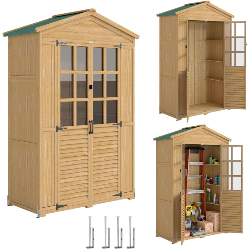 Outsunny Outdoor Storage Cabinet Waterproof Light Brown