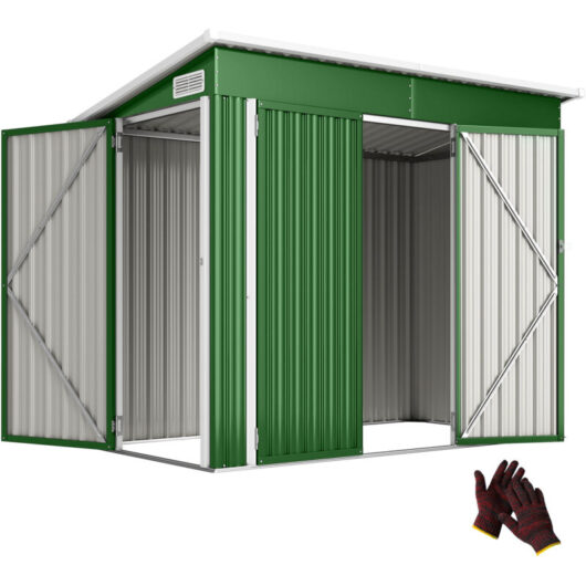 Outsunny Outdoor Storage Shed, 7.5 x 4.3ft Metal Garden Shed, Green