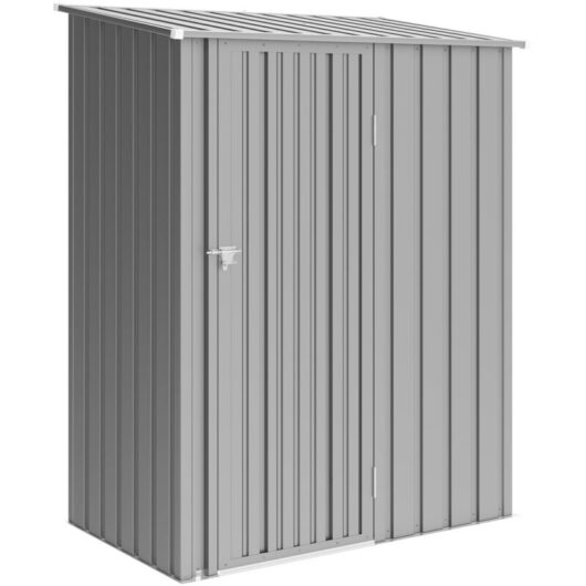 Outsunny Outdoor Storage Shed Steel Garden Shed with Lockable Door Grey