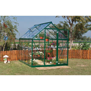 Palram Green Canopia Harmony Aluminium Apex Greenhouse with Clear Polycarbonate Panels - 6 x 8ft