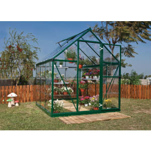 Palram Green anopia Harmony Aluminium Apex Greenhouse with Clear Polycarbonate Panels - 6 x 6ft