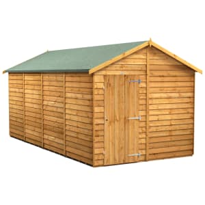Powersheds Apex Overlap Dip Treated Windowless Shed - 16 x 8ft