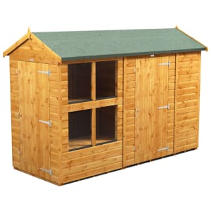 Powersheds Apex Shiplap Dip Treated Potting Shed including 6ft Side Store - 10 x 4ft