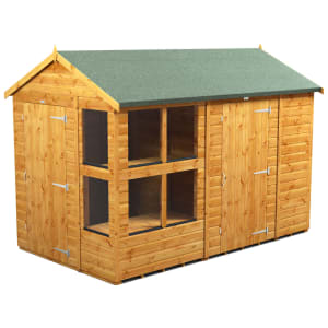 Powersheds Apex Shiplap Dip Treated Potting Shed including 6ft Side Store - 10 x 6ft