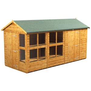 Powersheds Apex Shiplap Dip Treated Potting Shed including 6ft Side Store - 14 x 6ft