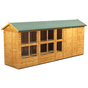 Powersheds Apex Shiplap Dip Treated Potting Shed including 6ft Side Store - 16 x 4ft