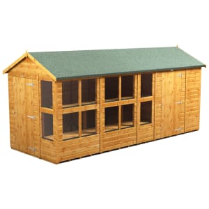 Powersheds Apex Shiplap Dip Treated Potting Shed including 6ft Side Store - 16 x 6ft