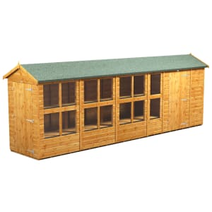 Powersheds Apex Shiplap Dip Treated Potting Shed including 6ft Side Store - 20 x 4ft