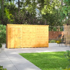 Powersheds Pent Shiplap Dip Treated Windowless Shed - 12 x 4ft