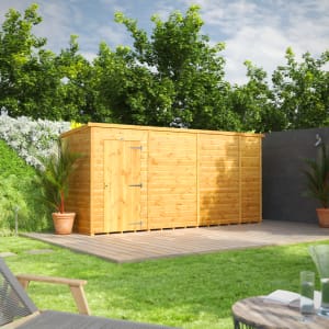 Powersheds Pent Shiplap Dip Treated Windowless Shed - 14 x 4ft