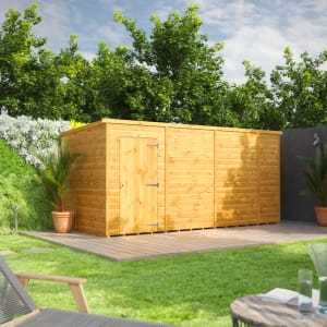 Powersheds Pent Shiplap Dip Treated Windowless Shed - 14 x 6ft