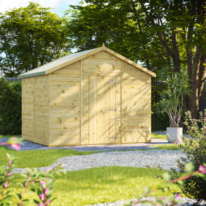 Powersheds Premium Apex Double Door Pressure Treated Windowless Shed - 8 x 10ft