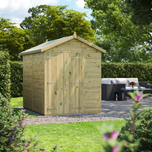 Powersheds Premium Apex Double Door Pressure Treated Windowless Shed - 8 x 6ft