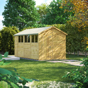 Powersheds Premium Apex Pressure Treated Shed - 14 x 8ft