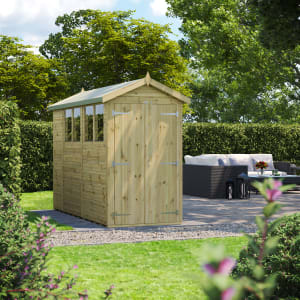 Powersheds Premium Double Door Apex Pressure Treated Shed - 10 x 4ft