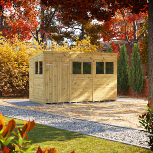 Powersheds Premium Double Door Pent Pressure Treated Shed - 12 x 6ft