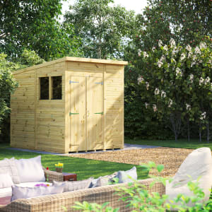 Powersheds Premium Double Door Pent Pressure Treated Shed - 6 x 8ft