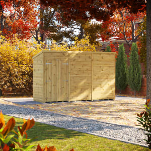 Powersheds Premium Pent Double Door Pressure Treated Windowless Shed - 12 x 4ft