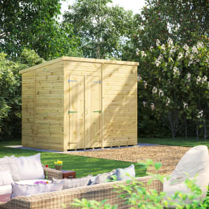 Powersheds Premium Pent Double Door Pressure Treated Windowless Shed - 8 x 6ft