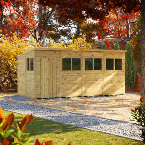 Powersheds Premium Pent Pressure Treated Shed - 16 x 8ft