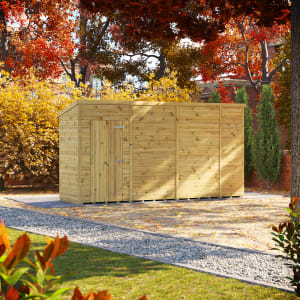 Powersheds Premium Pent Pressure Treated Windowless Shed - 14 x 4ft