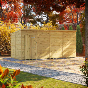 Powersheds Premium Pent Pressure Treated Windowless Shed - 16 x 8ft